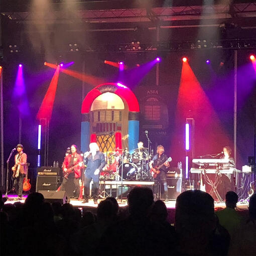 Moni Scaria with Lou Gramm (Foreigner, Rock & Roll Hall of Fame), John Payne (Asia) - Orange County Fair Speedway